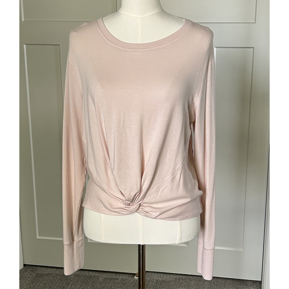 Athleta Twist Front Sweatshirt Womens M Blush Pink Modal Long Sleeve Nirvana